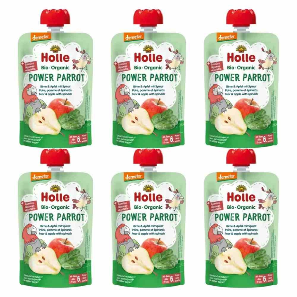 6 x Mus Moc Papugi (Gruszka, Jabłko, Szpinak) Bez Dodatku Cukru Bio Demeter 100 g - Holle