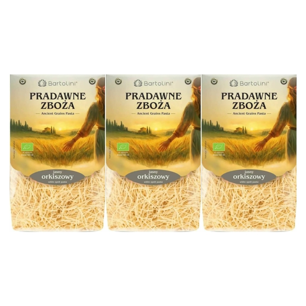 3 x Makaron Jasny Orkiszowy Nitka EKO 250 g - Bartolini Pradawne Zboża