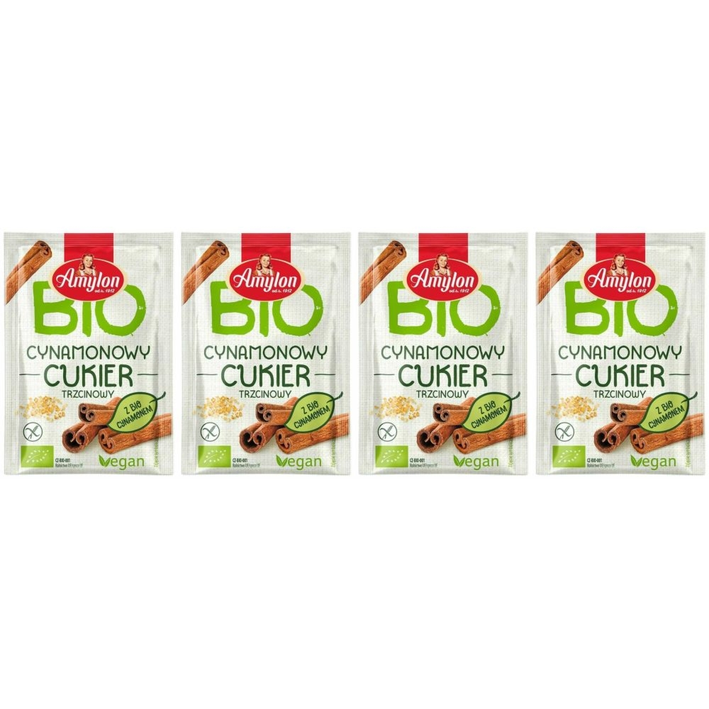 4 x Cukier Cynamonowy Trzcinowy Bezglutenowy Bio 20 g - Amylon