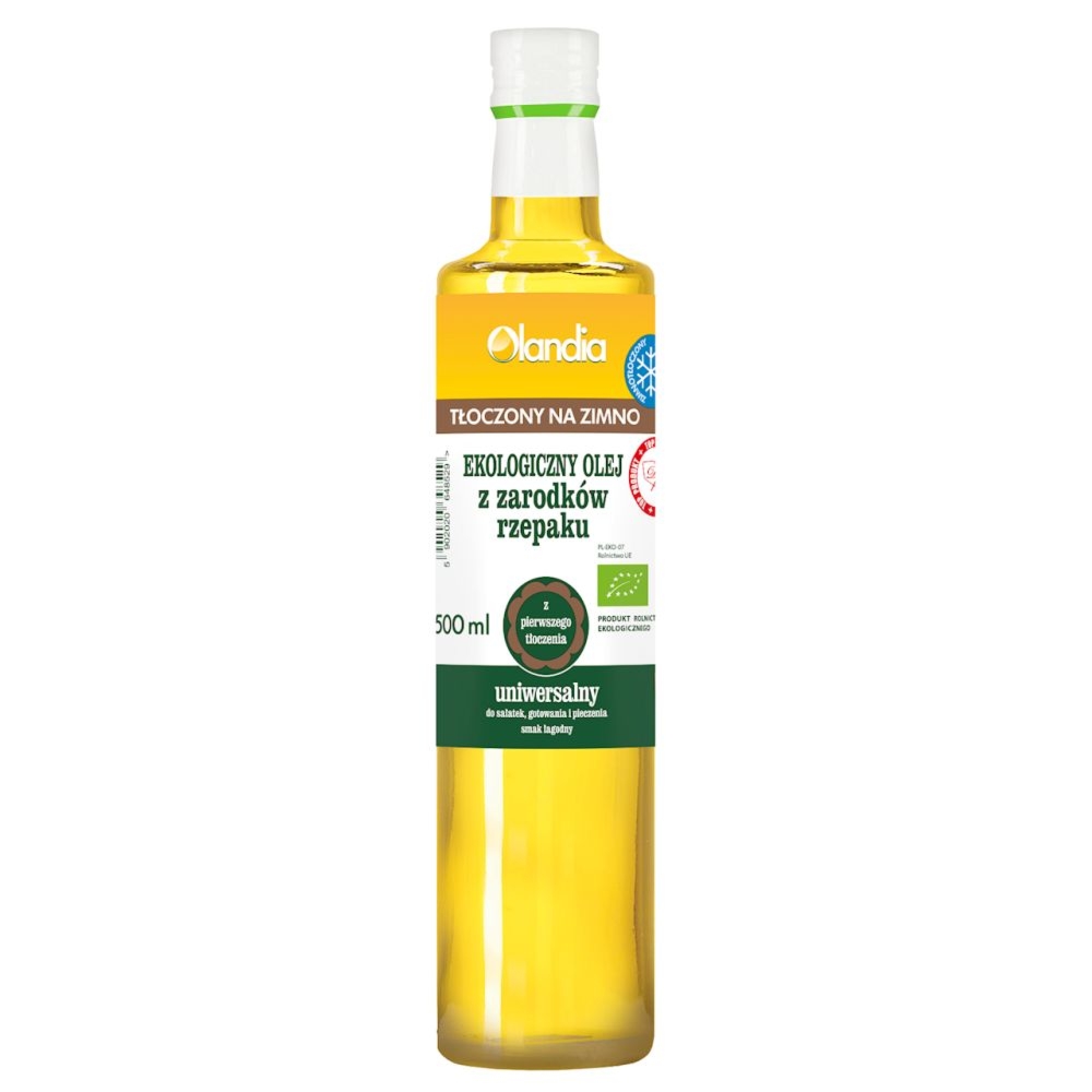 Olej z Zarodków Rzepaku Uniwersalny Tłoczony Na Zimno Bio 500 ml - Olandia