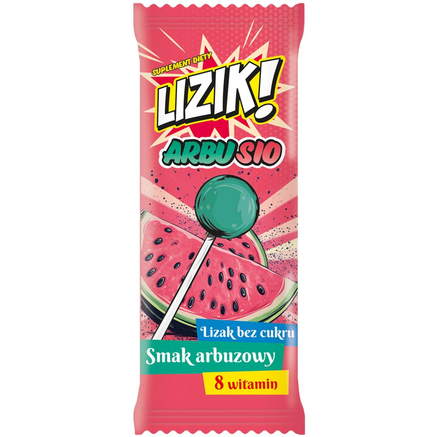Lizak z Witaminami o Smaku Arbuzowym ARBUSIO 8 g - LIZIK!