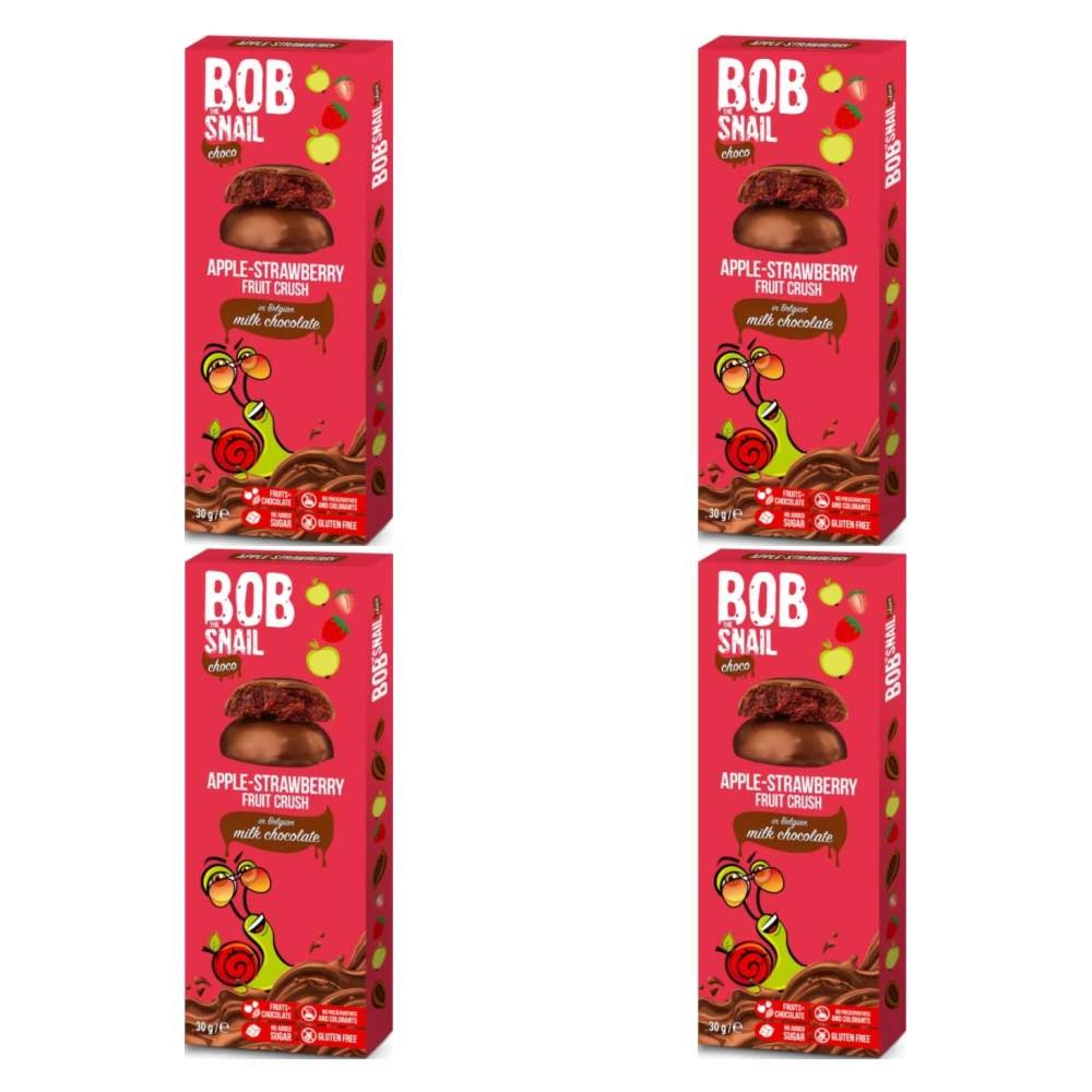 4 x Przekąska Jabłkowo-Truskawkowa w Mlecznej Czekoladzie 30 g - Bob Snail