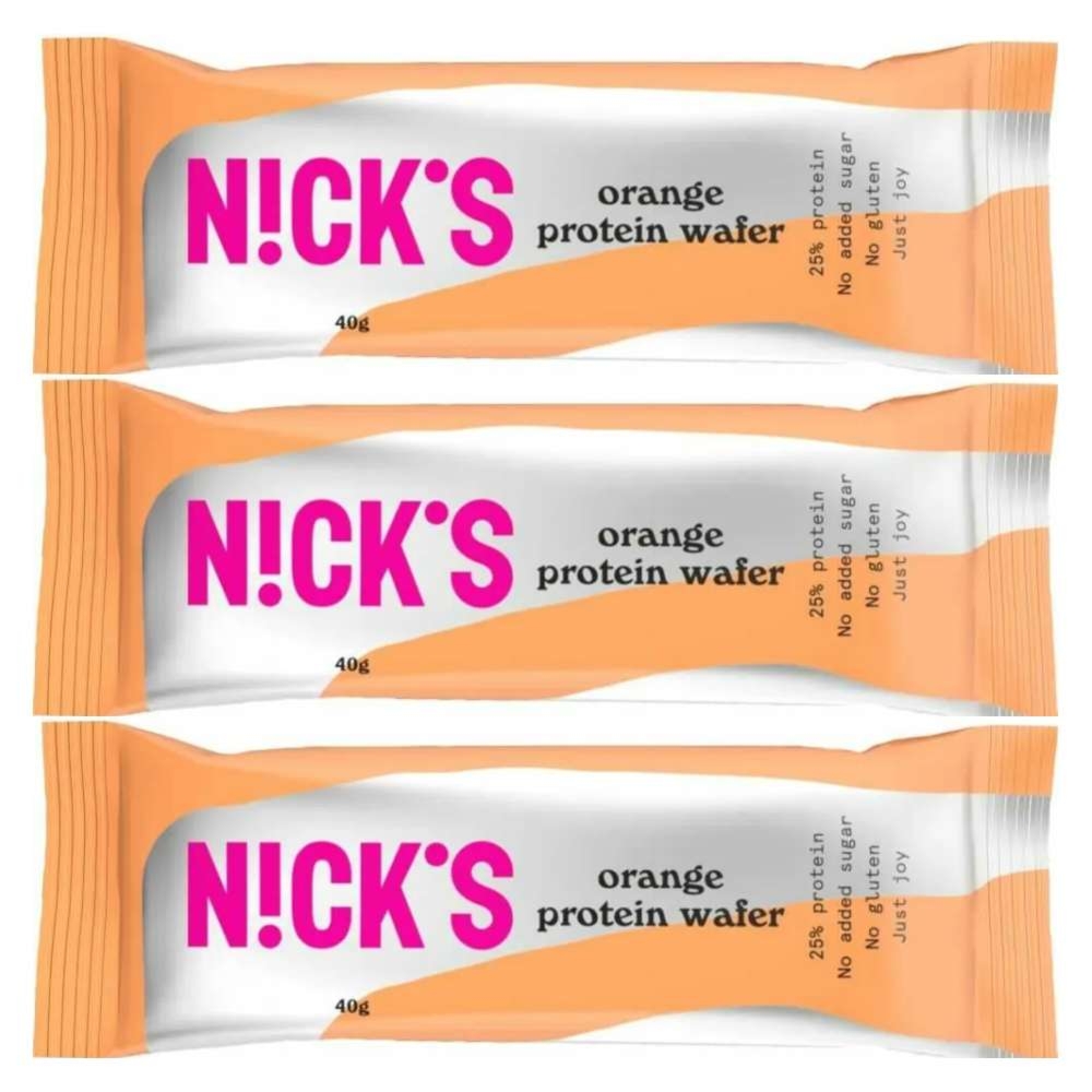3 x Wafelek Proteinowy Bezglutenowy o Smaku Pomarańczowym w Czekoladzie Mlecznej 40 g - Nicks