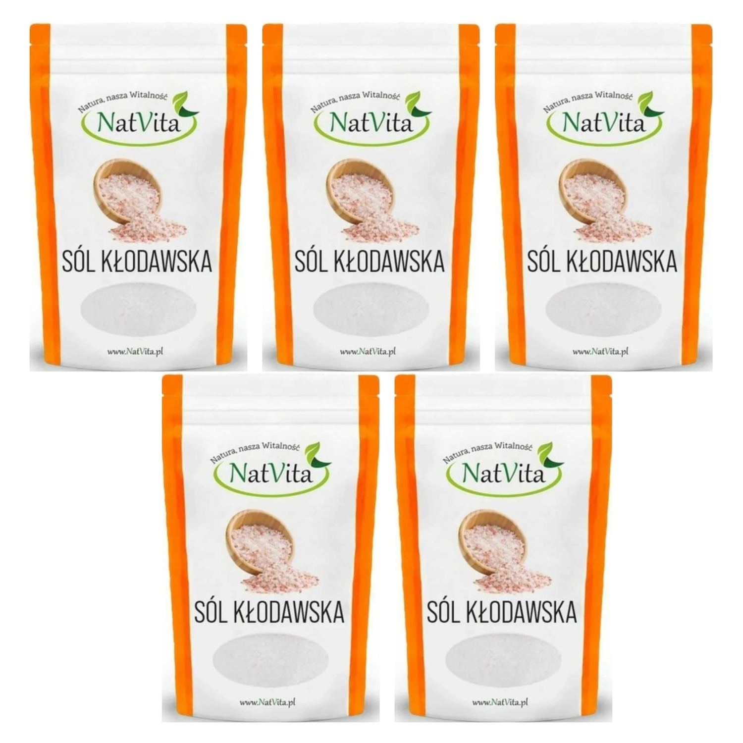 5 x Sól Kłodawska Kamienna Różowa Miałka 4 kg - Natvita