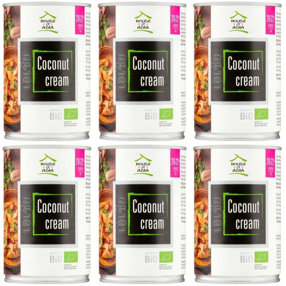 6 x Krem Kokosowy Premium BIO 20-22% UHT 400 ml - House of Asia