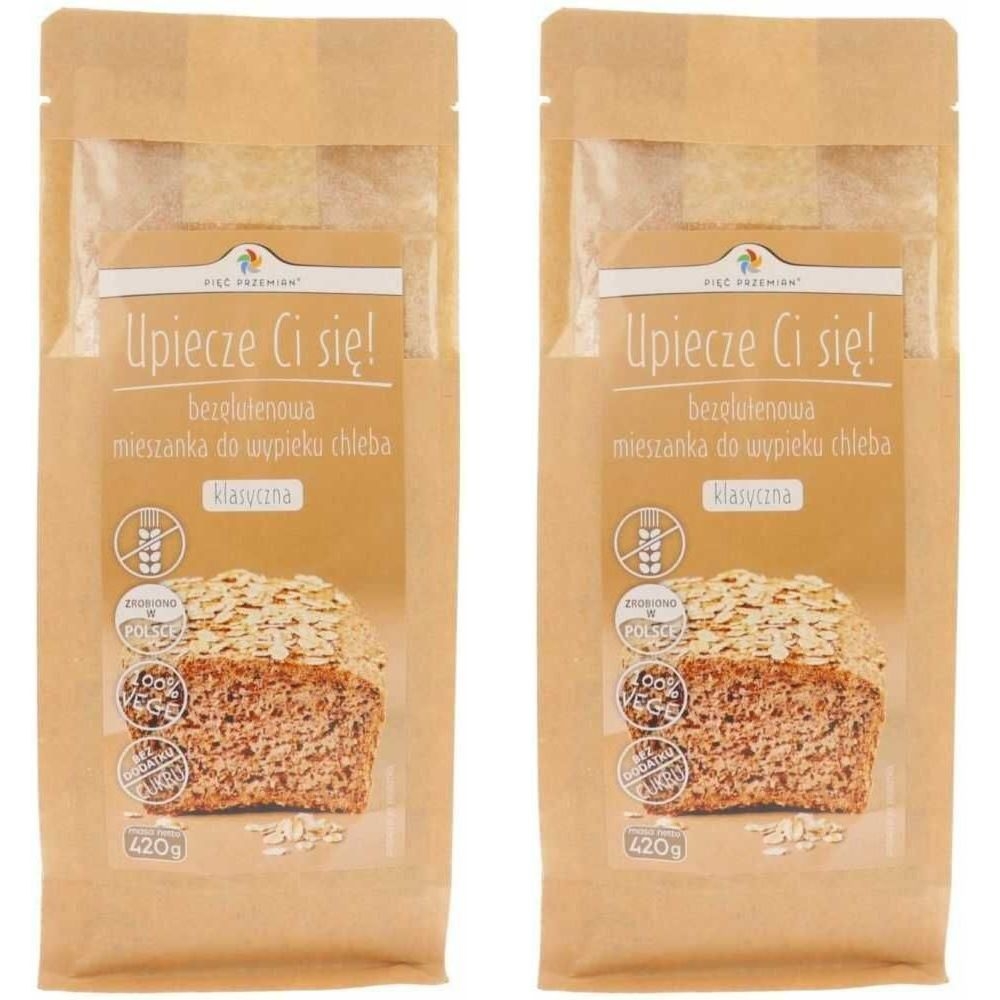 2 x Mieszanka do Wypieku Chleba Bezglutenowego Klasyczna 420 g - Pięć Przemian