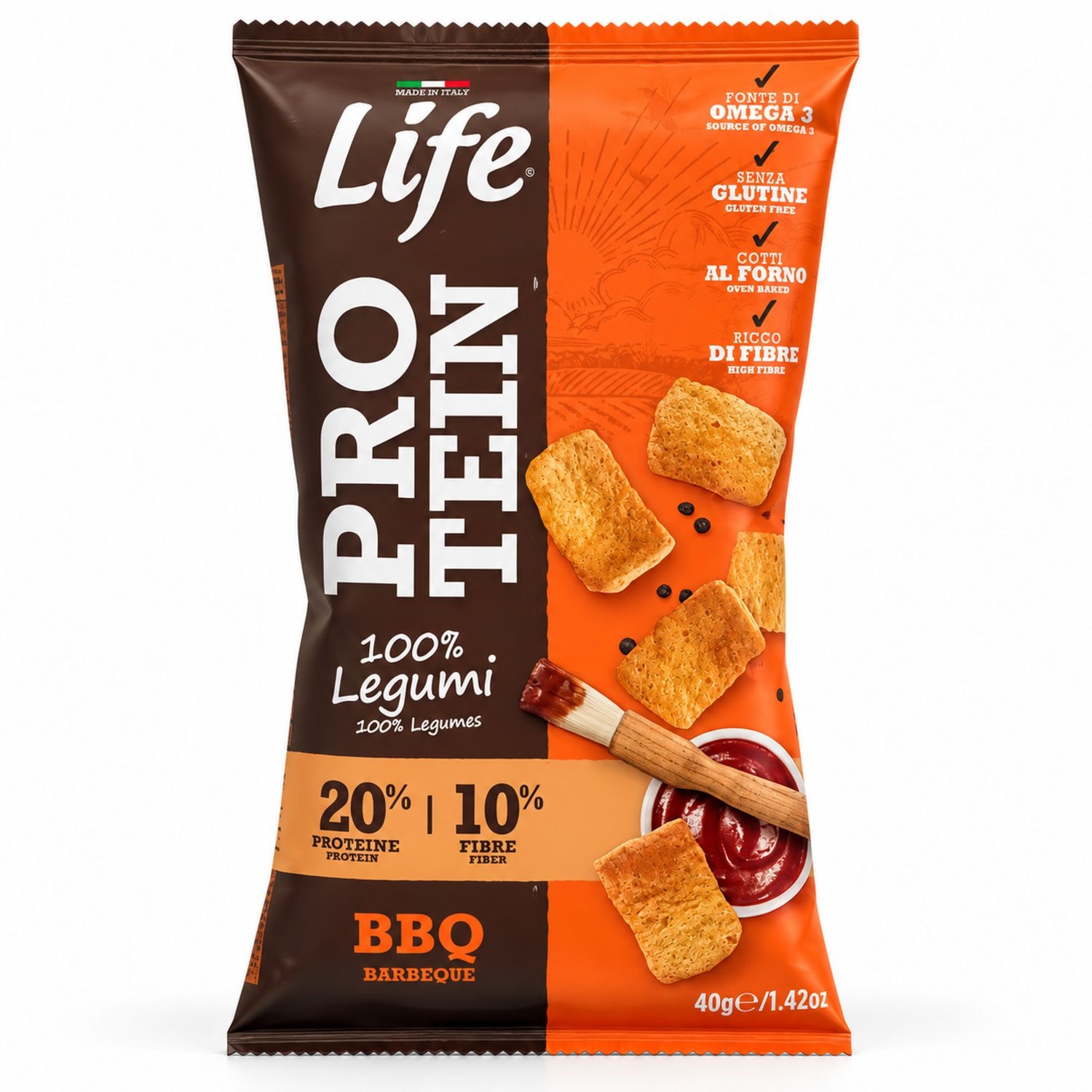 Chipsy Proteinowe z Roślin Strączkowych o Smaku BBQ 40 g - Life
