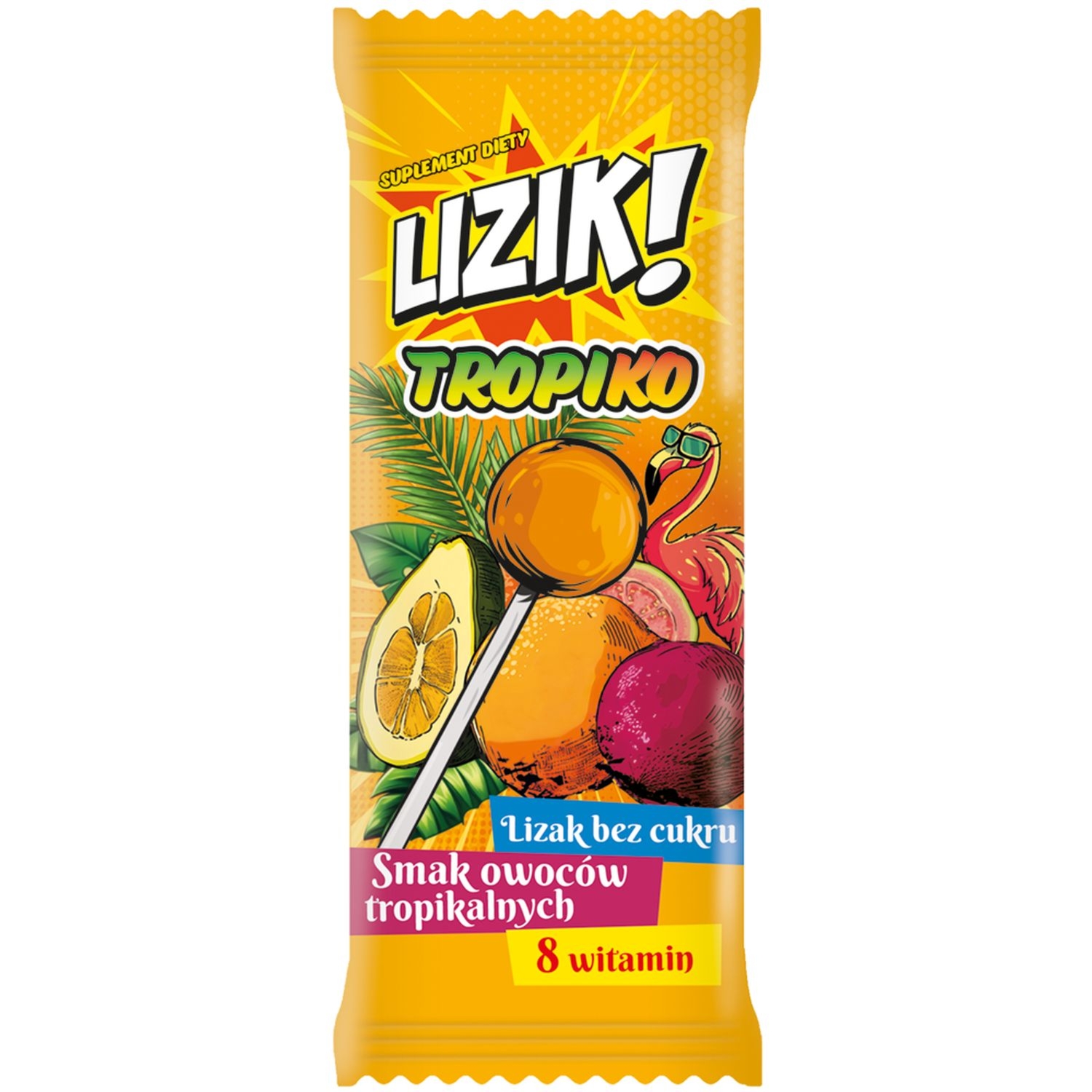 Lizak z Witaminami o Smaku Owoców Tropikalnych TROPIKO 8 g - LIZIK!