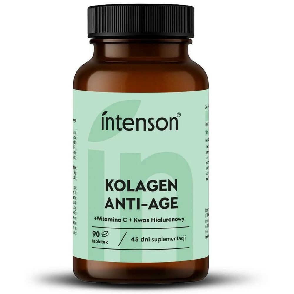 Kolagen Anti-Age z Witaminą C i Kwasem Hialuronowym 90 Tabletek - Intenson