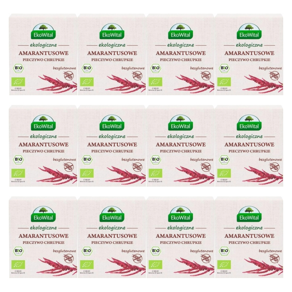 12 x Pieczywo Chrupkie Amarantusowe Bezglutenowe Bio 100 g - EkoWital