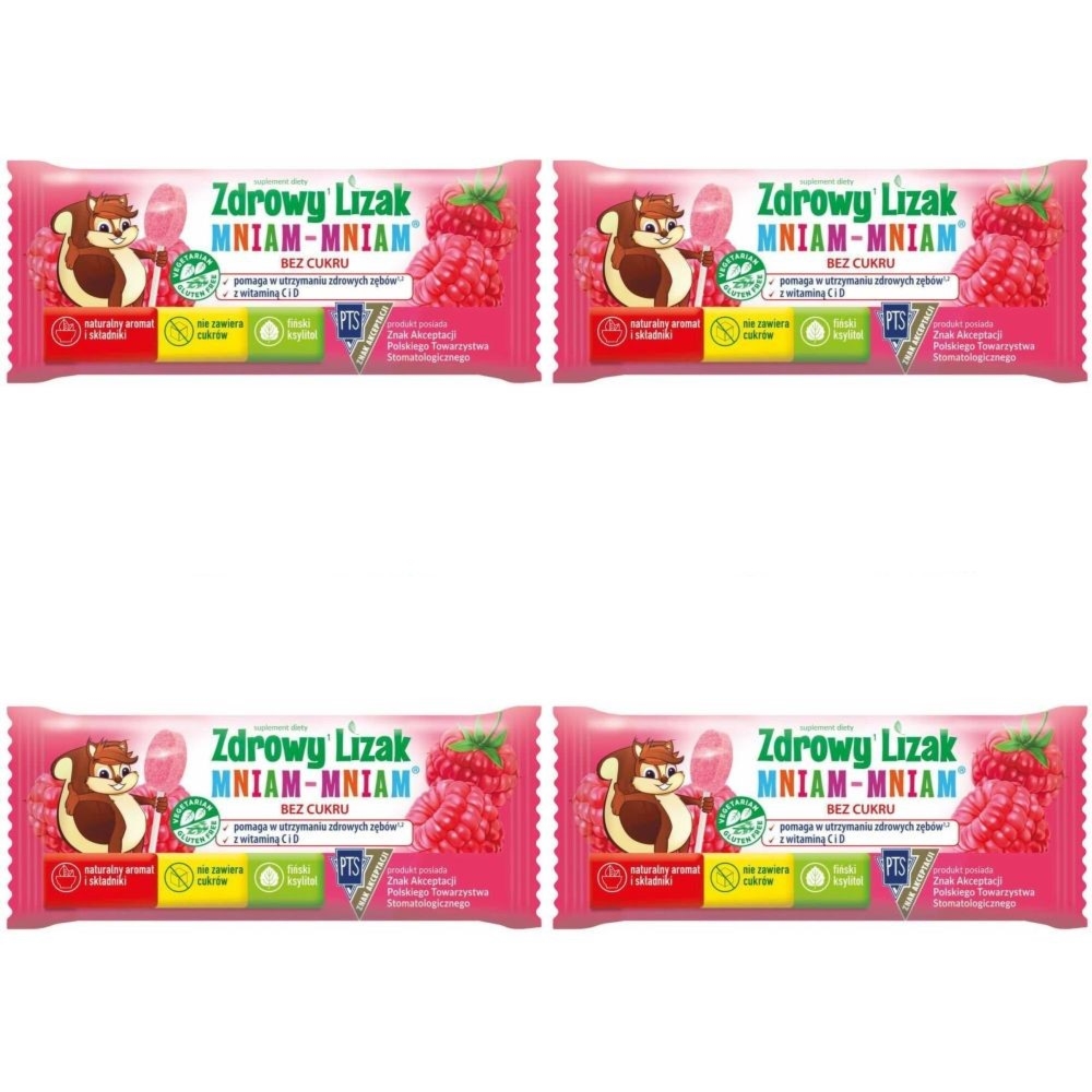 Zestaw 4 x Zdrowy Lizak Mniam-Mniam MALINA Łezka 6 g - Starpharma