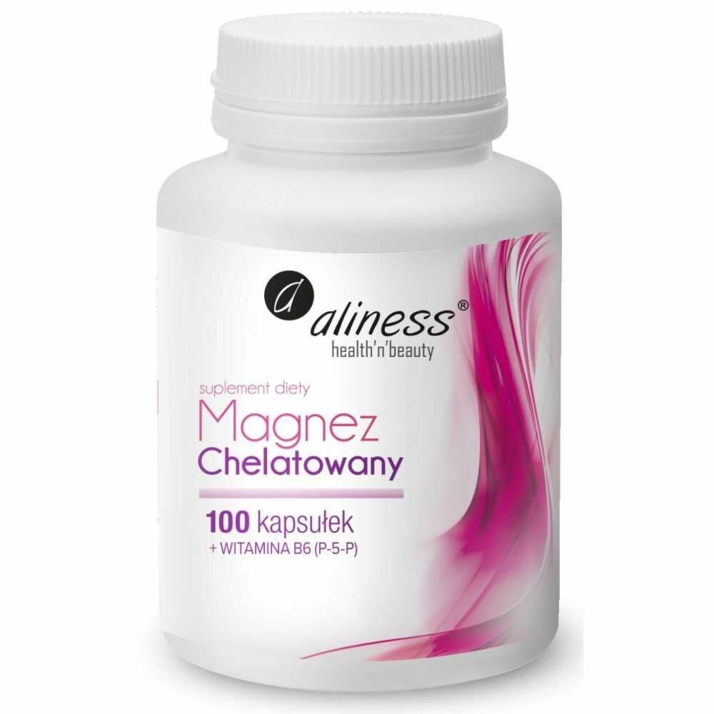 Magnez Chelatowany + Witamina B6 (P-5-P) 100 Kapsułek - Aliness