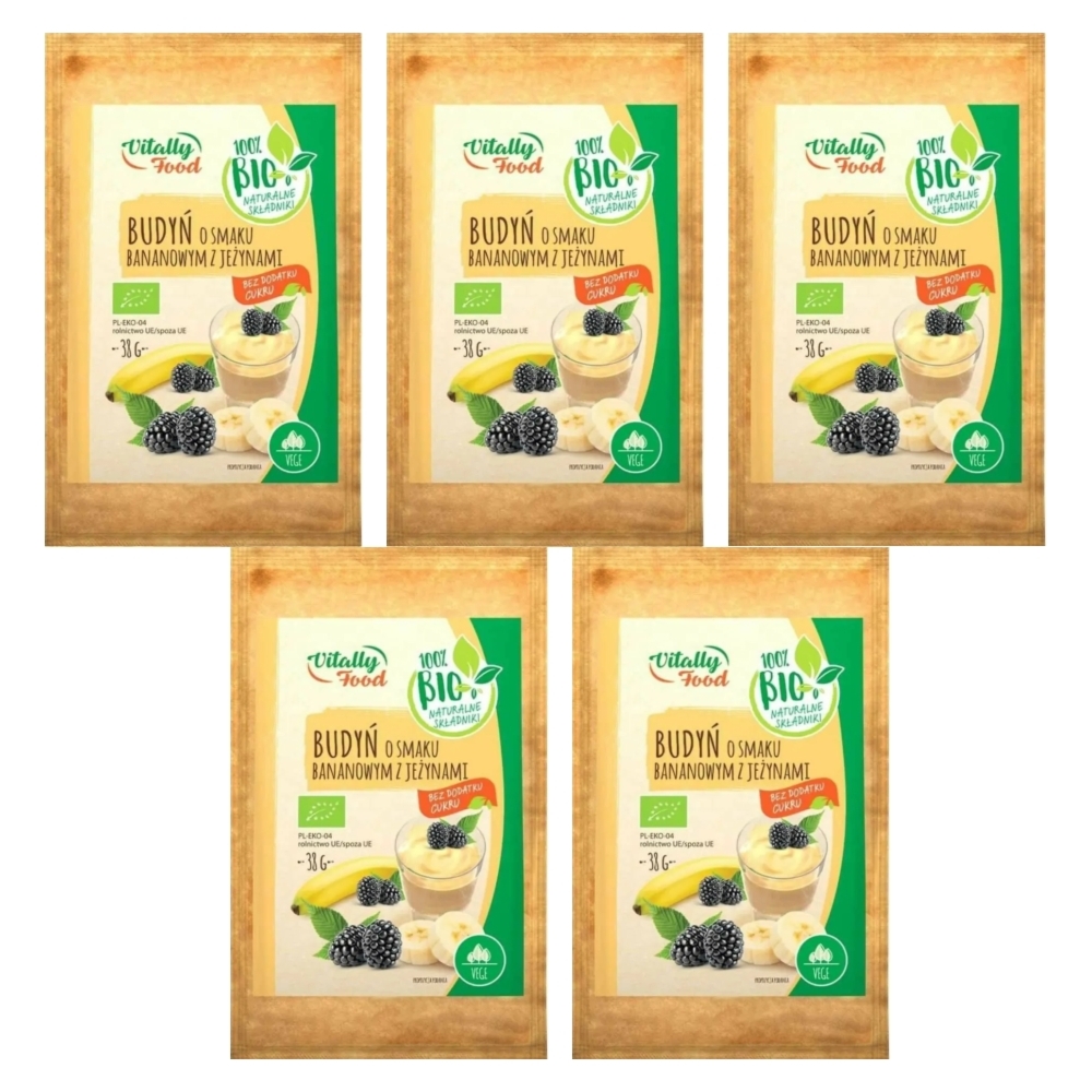 5 x Bio Budyń o Smaku Bananowym z Jeżynami 38 g - Wodzisław