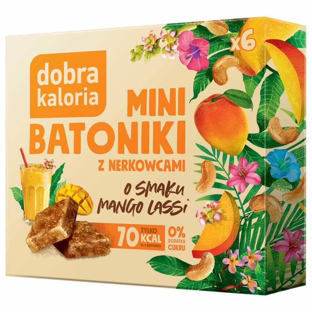 Batoniki Mini z Nerkowców o Smaku Mango Lassi Bez Dodatku Cukru 102 g (6x 17 g) - Dobra Kaloria