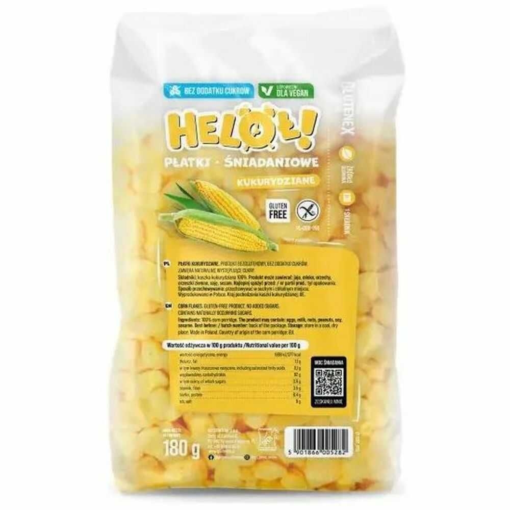 Płatki Kukurydziane Bezglutenowe Bez Dodatku Cukru 180 g - Heloł!