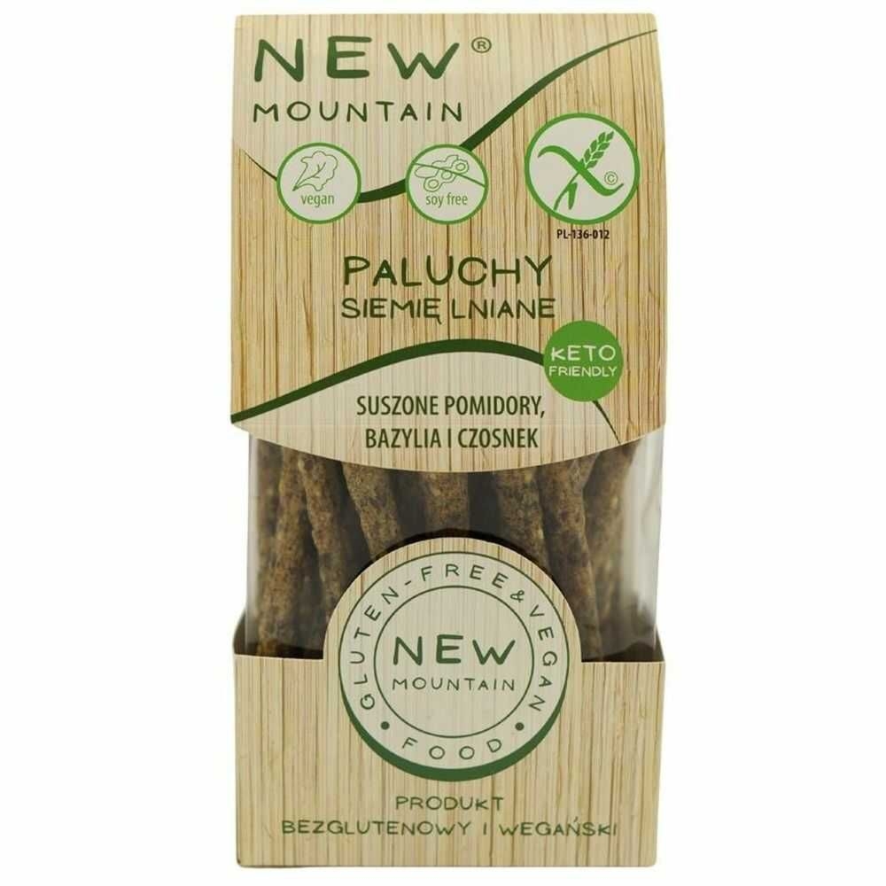 Paluchy z Siemieniem Lnianym, Pomidorami, Czosnkiem i Bazylią Bezglutenowe 200 g - New Mountain