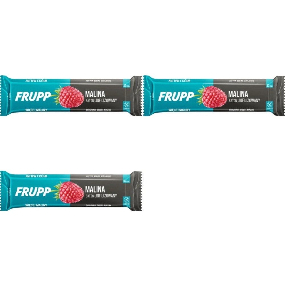 3 x Baton Liofilizowany Malina Bezglutenowy Bez Dodatku Cukru 10 g - Frupp