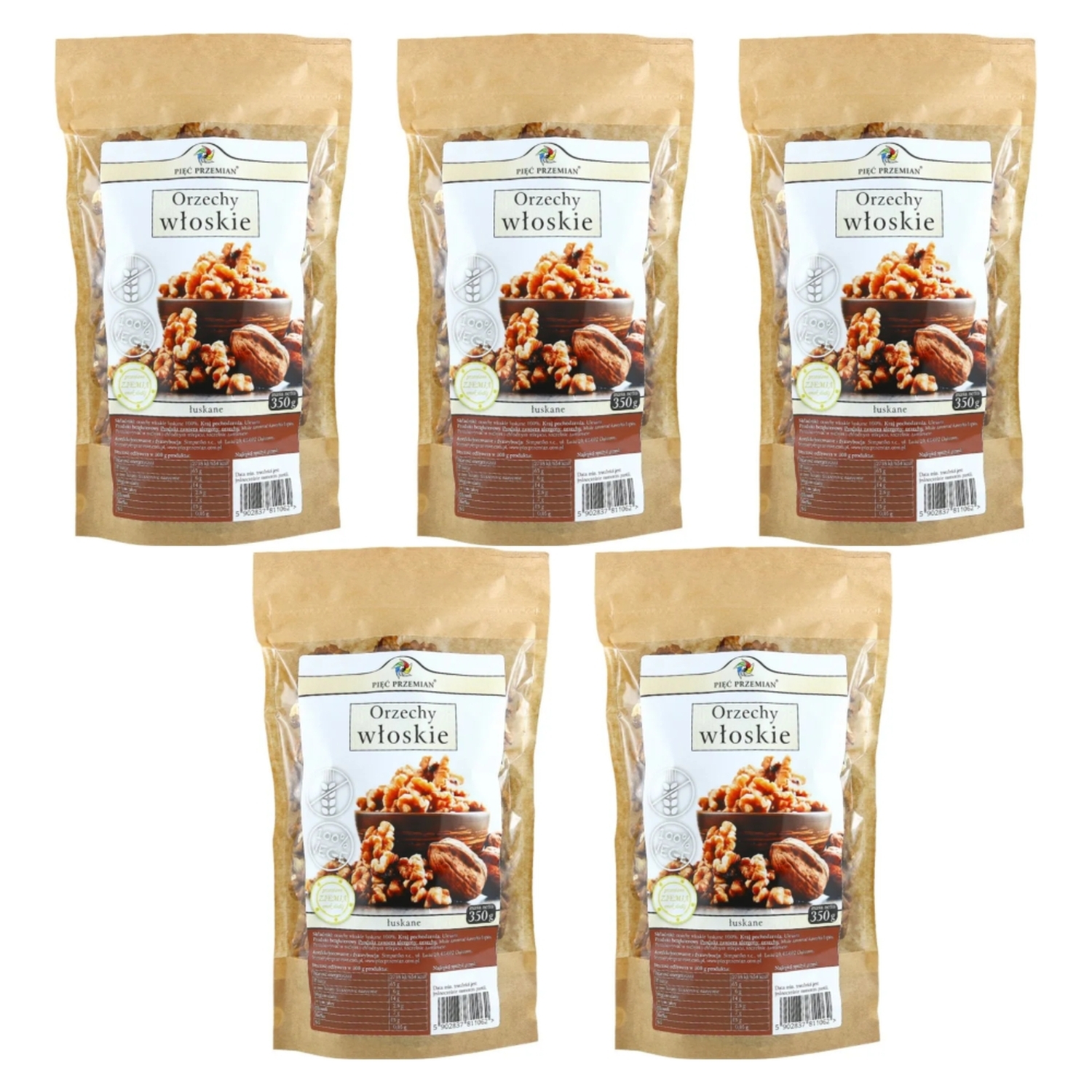 5 x Orzechy Włoskie 350 g - Pięć Przemian