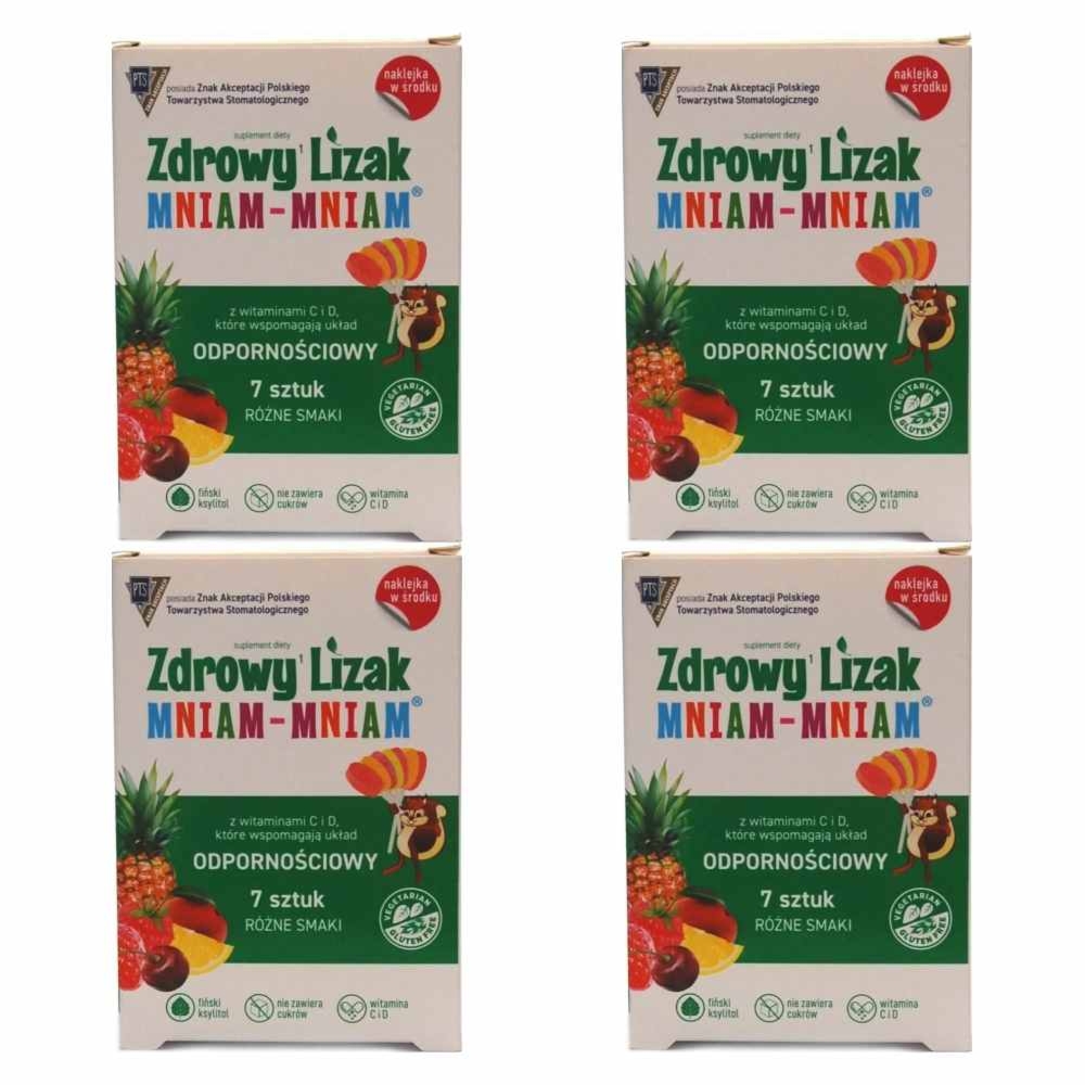 4 x Zdrowy Lizak Mniam - Mniam Odporność 7 Sztuk - Starpharma