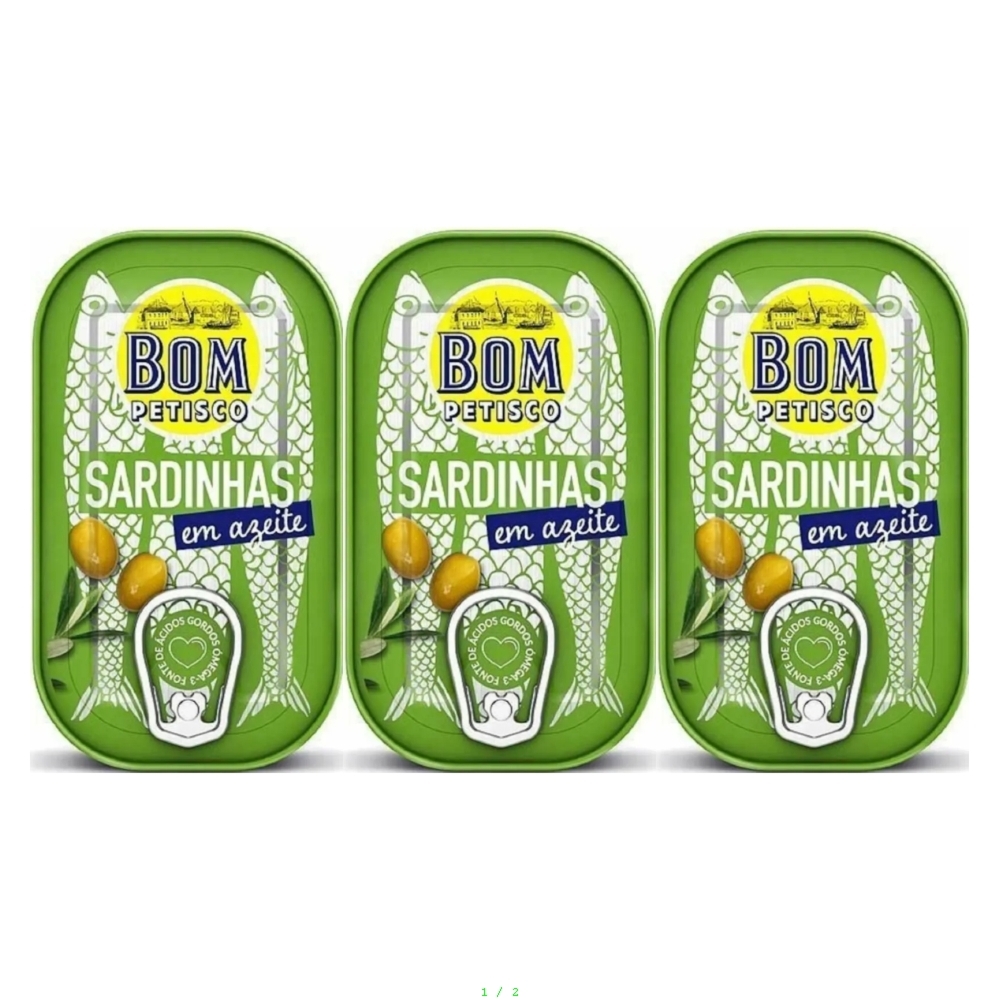 3 x Sardynki Portugalskie w Oliwie z Oliwek 120 g (84 g) - Bom Petisco