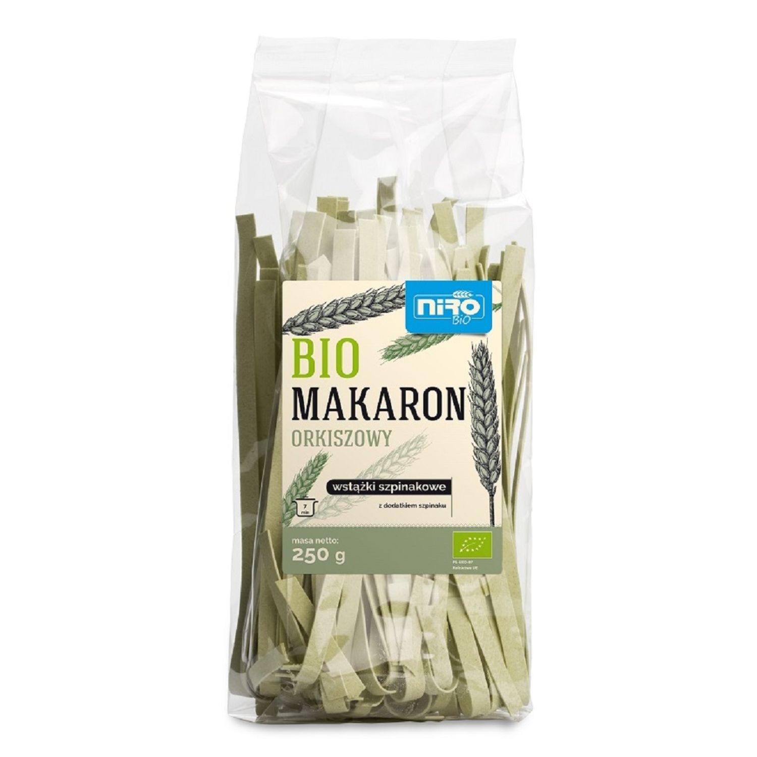 Makaron Orkiszowy Wstążki Szpinakowe Bio 250 g - Niro