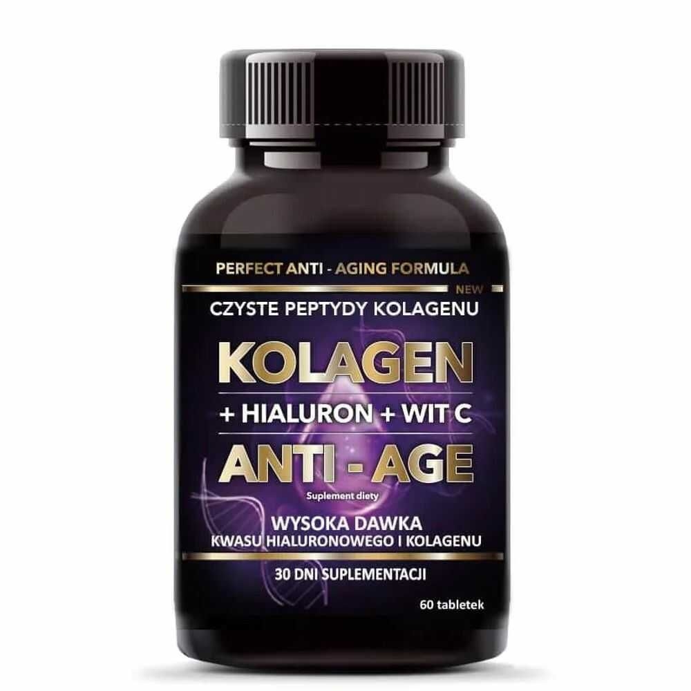 Фото - Вітаміни й мінерали Kolagen +Hialuron +Wit C ANTI-AGE 60 Tabletek - Intenson