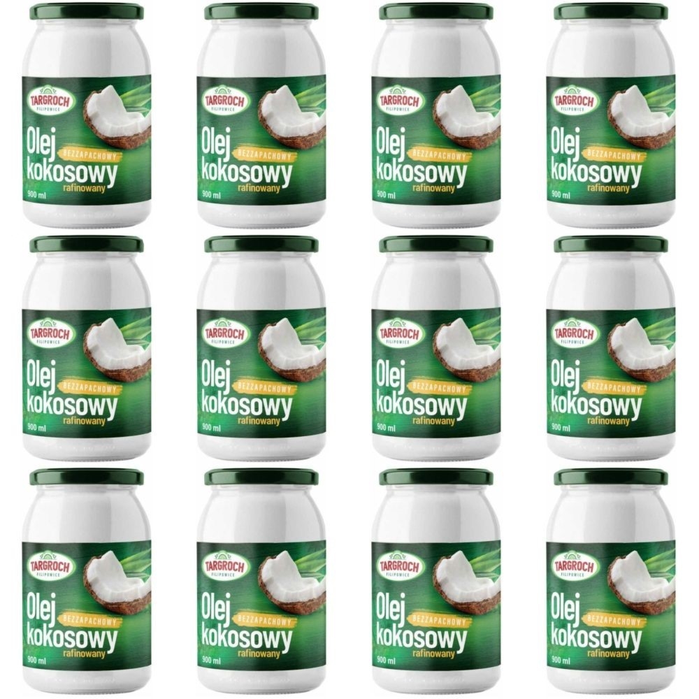 12 x Olej Kokosowy Rafinowany Bezzapachowy 900 ml - Targroch