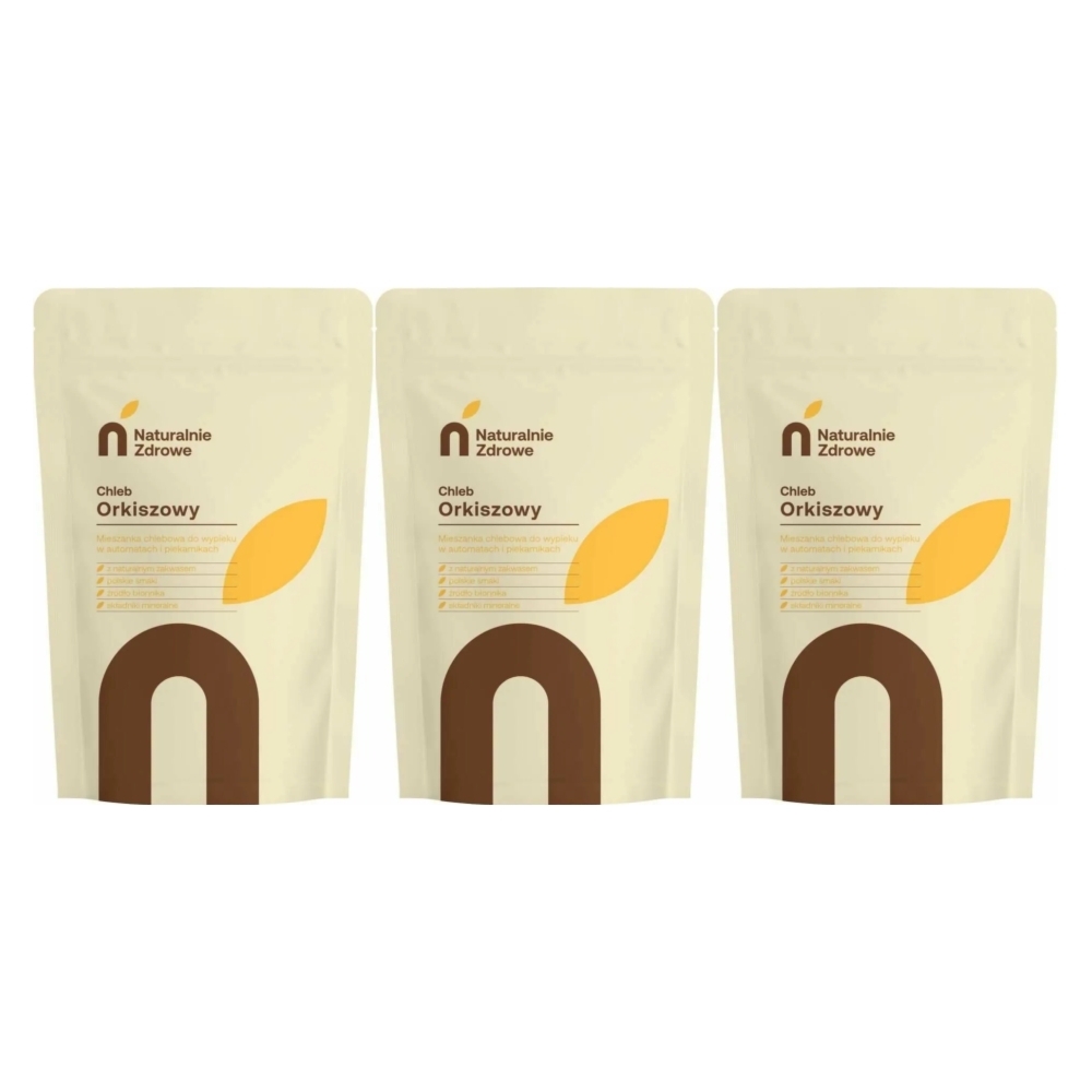 3 x Mieszanka Chlebowa CHLEB ORKISZOWY PEŁNOZIARNISTY 500 g - Naturalnie Zdrowe