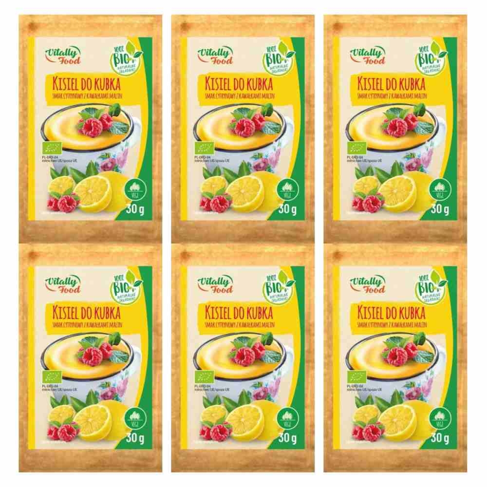 6 x Kisiel do Kubka Smak Cytrynowy z Kawałkami Malin BIO 30 g - Vitally Food