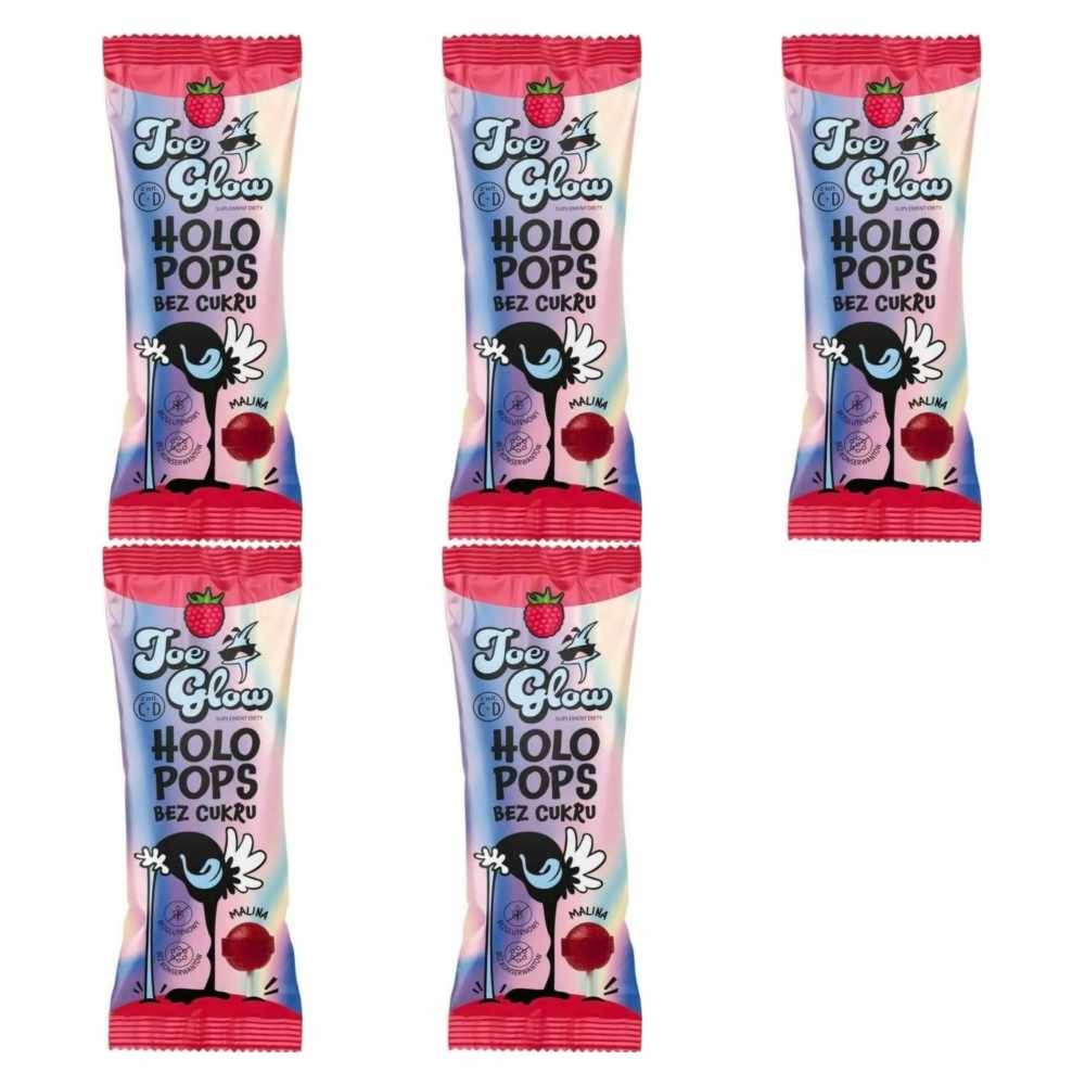 5 x Lizak Kulka Bez Cukru o Smaku Malinowym Bezglutenowy 8 g - HOLOPOPS