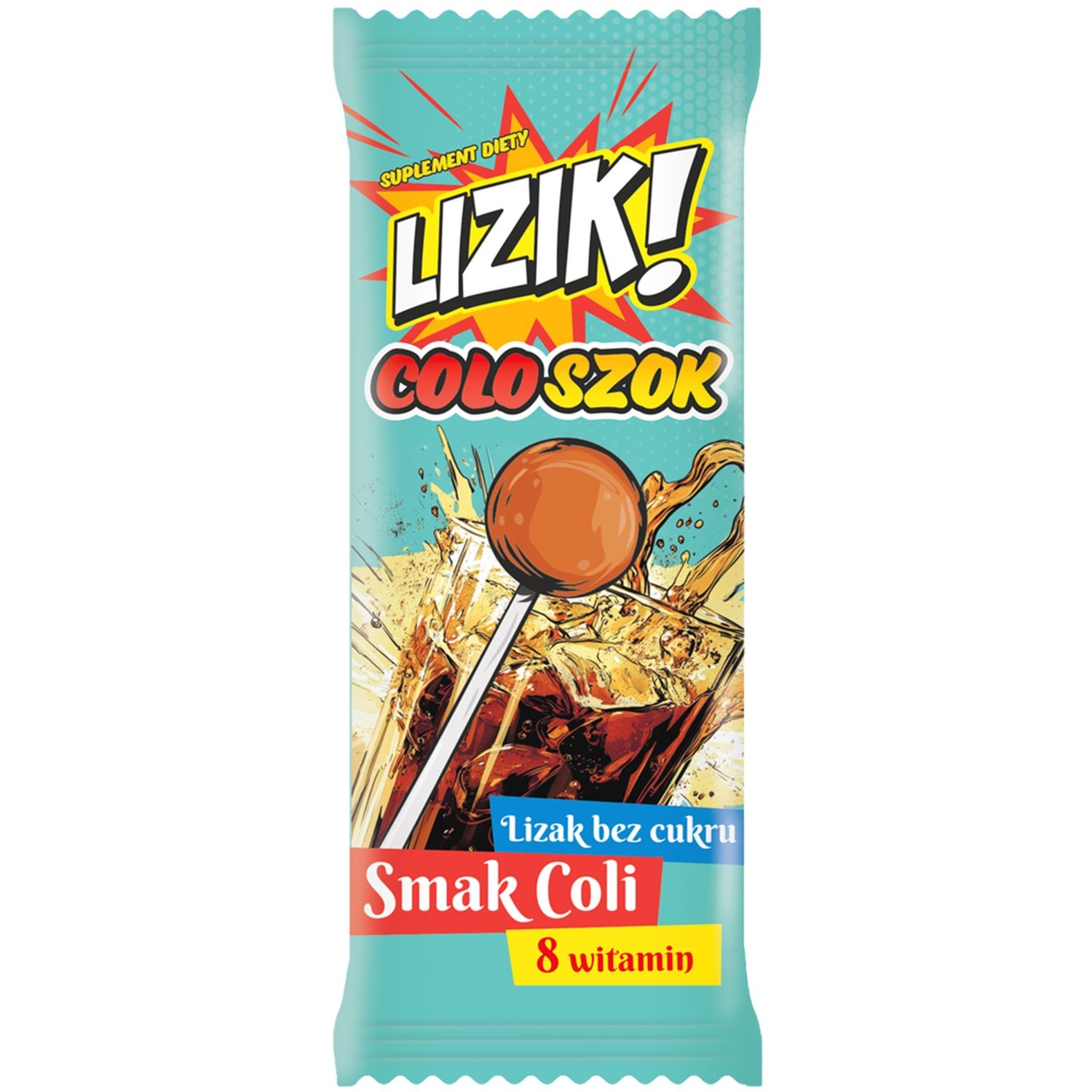 Lizak z Witaminami o Smaku Coli COLOSZOK 8 g - LIZIK!