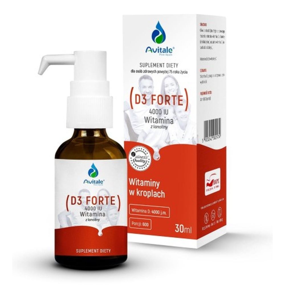 Avitale Witamina D3 FORTE 4000 IU z Lanoliny Krople 30 ml