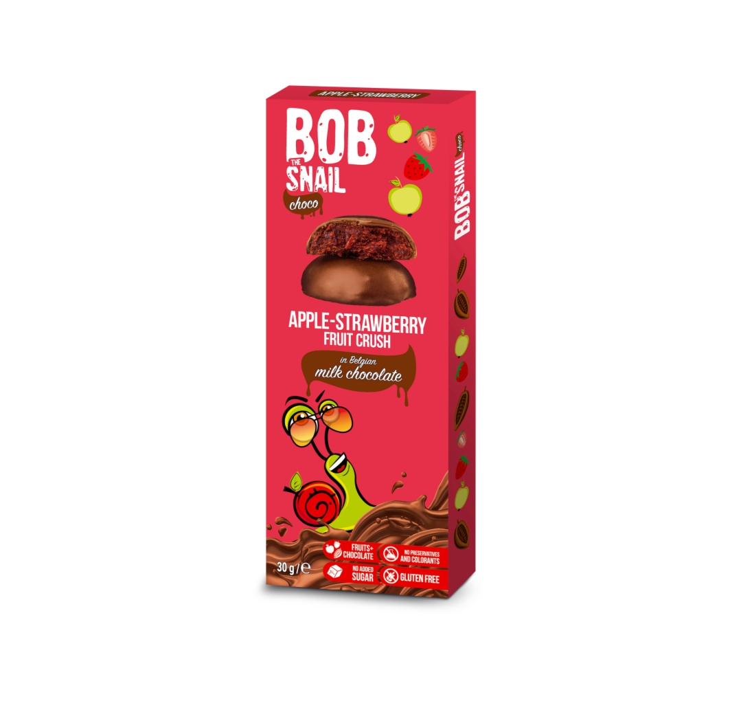 Przekąska Jabłkowo-Truskawkowa w Mlecznej Czekoladzie 30 g - Bob Snail