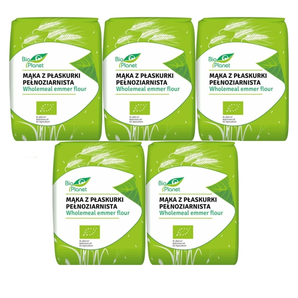 5 x Mąka z Płaskurki Pełnoziarnista Bio 1 kg - Bio Planet