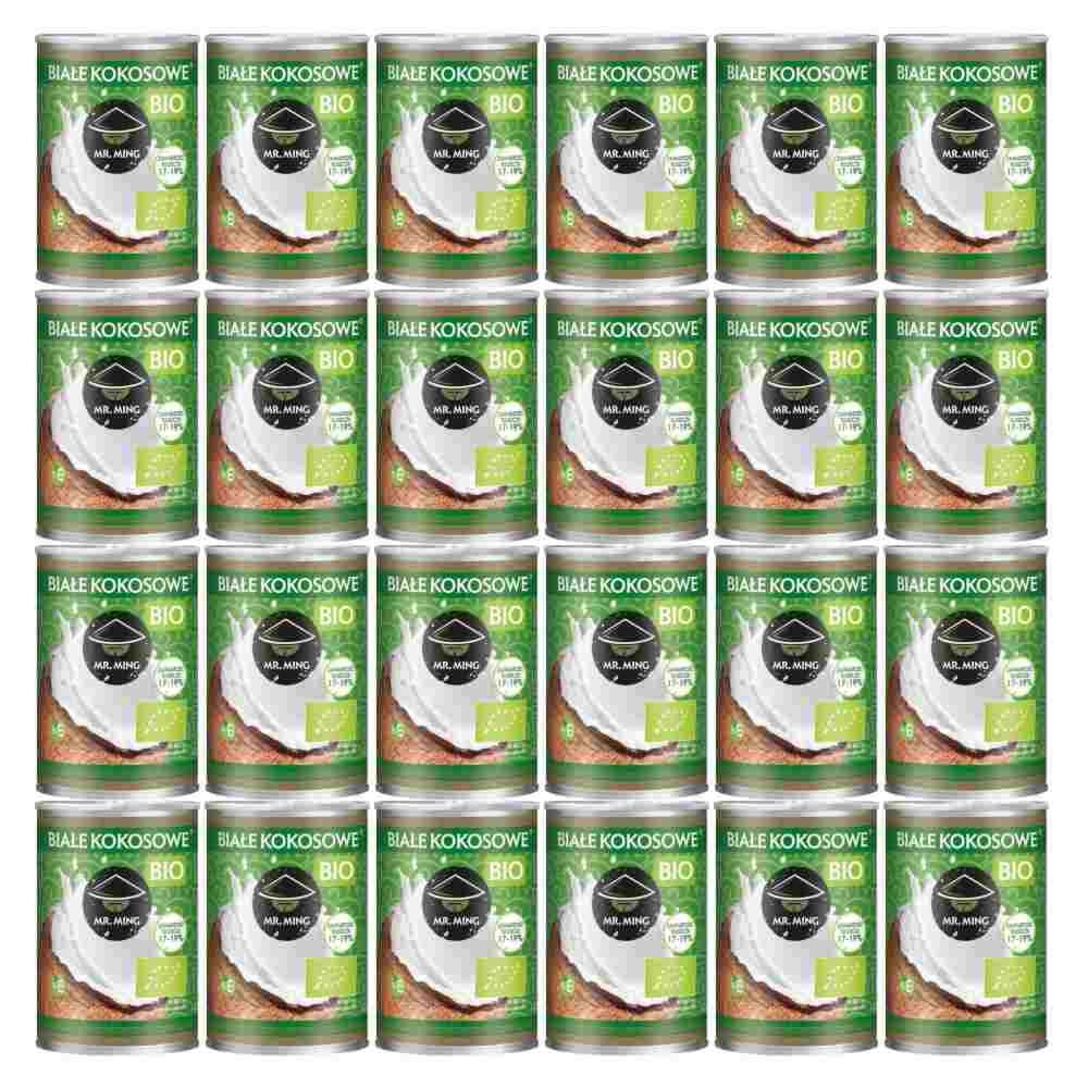 24 x Białe Kokosowe Mleczko BIO 17-19%Tłuszczu 400 ml - Mr. Ming -  Bez zbędnych dodatków!