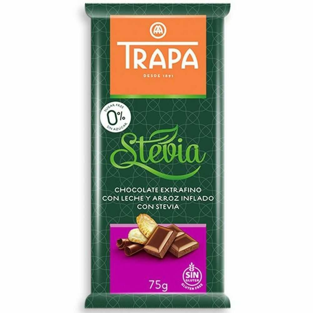 Czekolada Mleczna Crunchy ze Stewią Bez Dodatku Cukru 75 g - Trapa