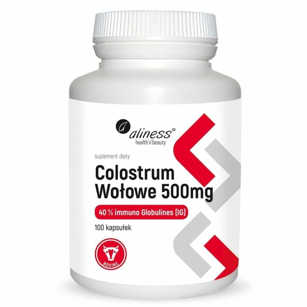 Colostrum Wołowe IG 40% 500 mg 100 Kapsułek - Aliness