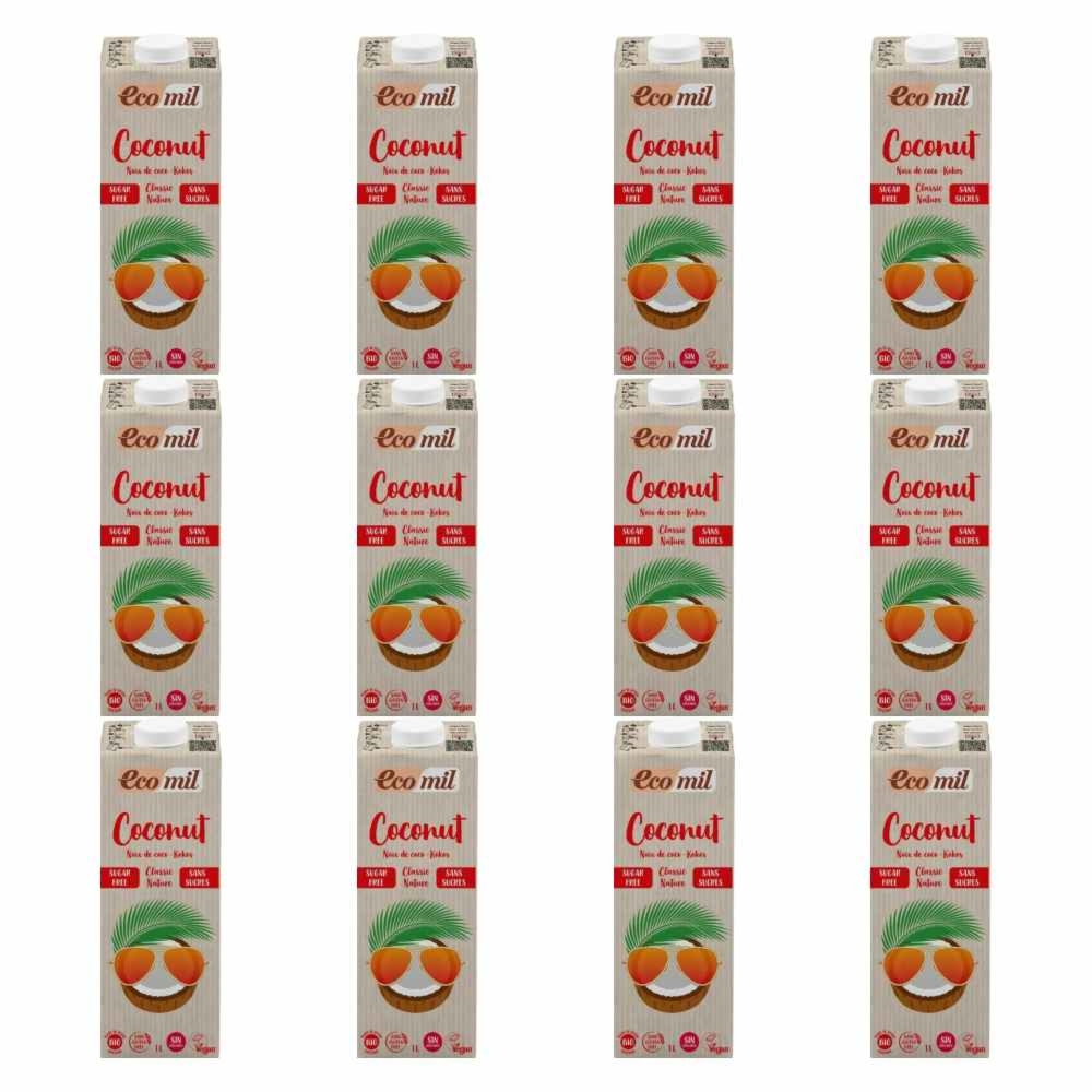 12 x Napój Kokosowy Classic Bez Dodatku Cukru  BIO 1 l - Ecomil