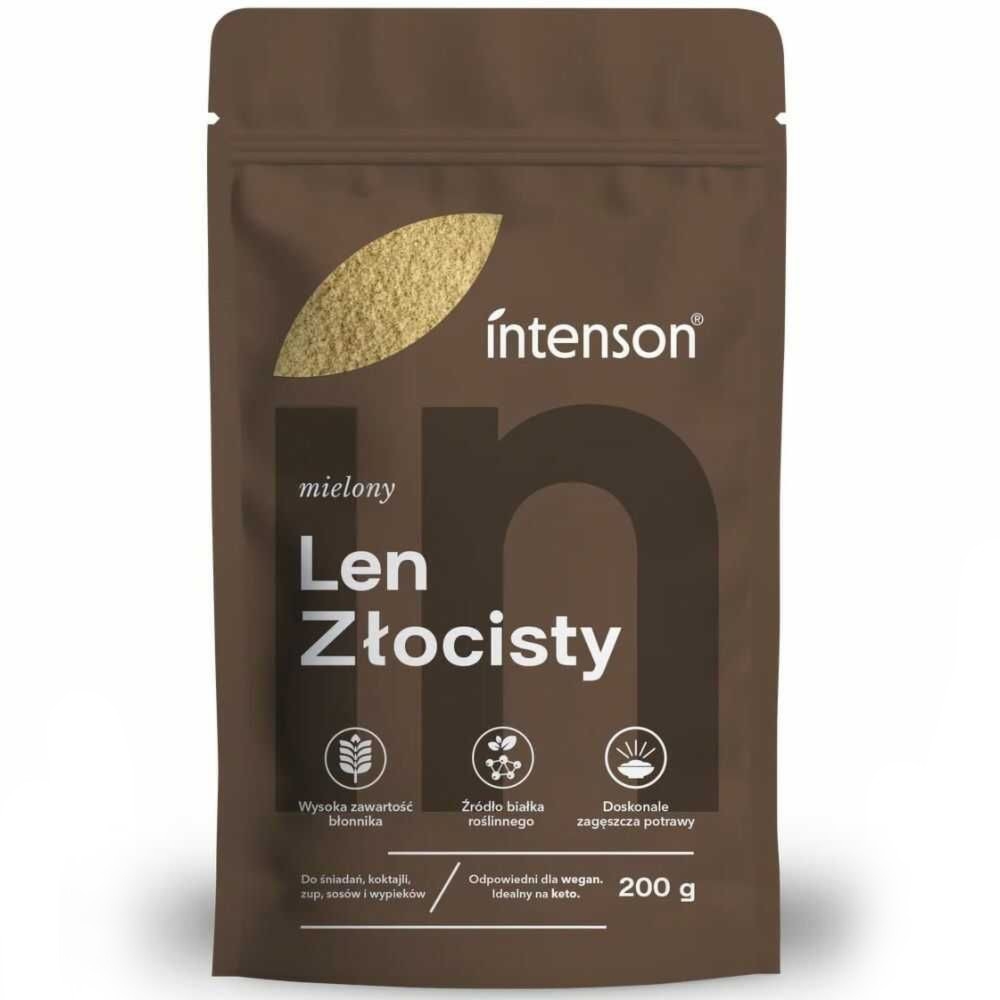 Len Mielony Odtłuszczony Złocisty 200 g - Intenson  Mielone Nasiona Lnu Siemię Lniane