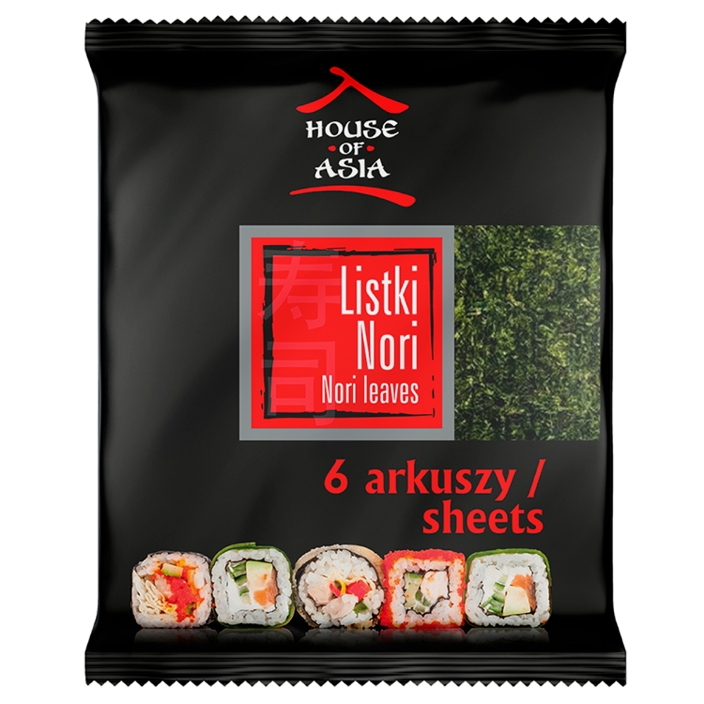 Liście Prażonych Alg Morskich w Arkuszach 6 sztuk - House of Asia