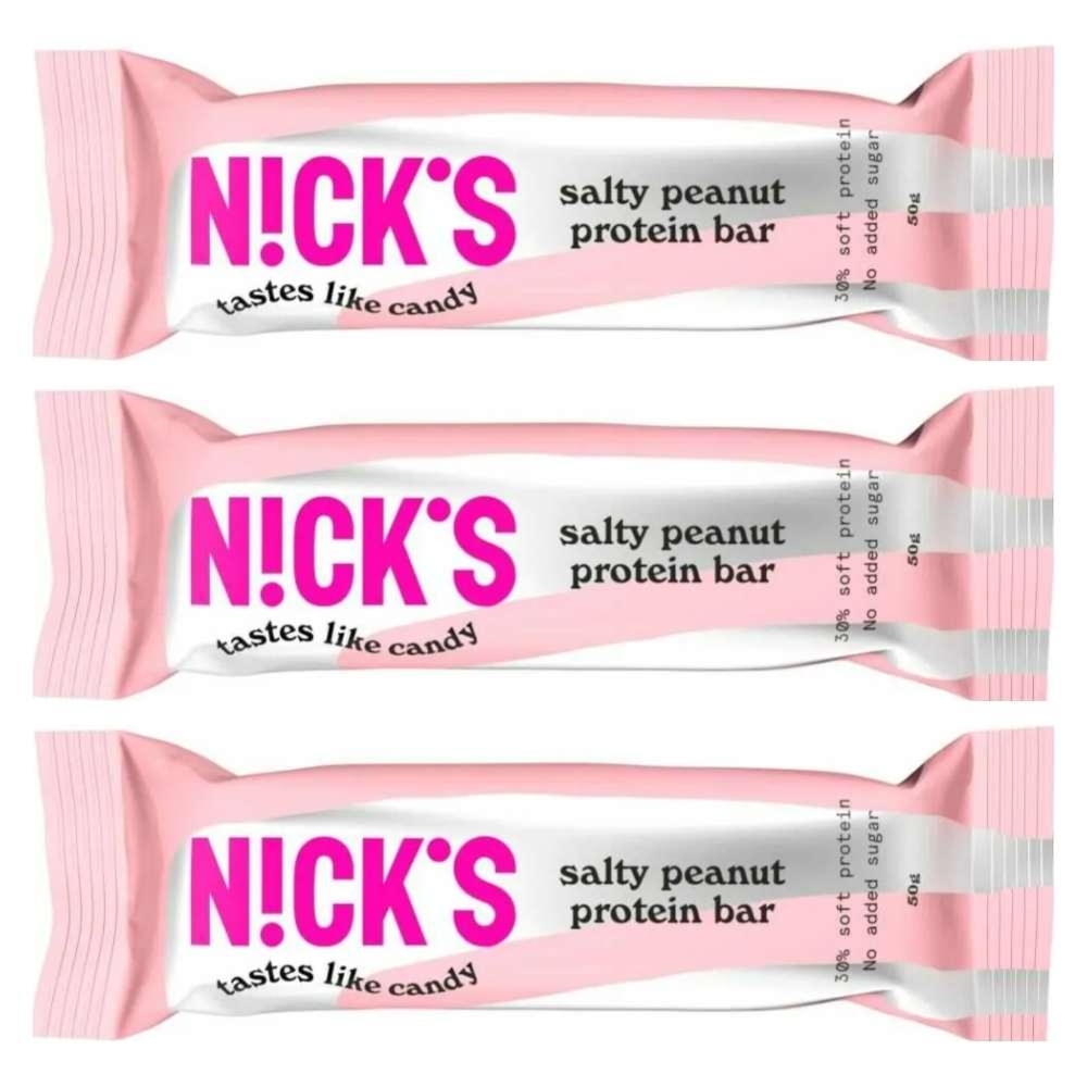 3 x Baton Proteinowy z Orzeszkami Ziemnymi w Mlecznej Czekoladzie 50 g - Nicks