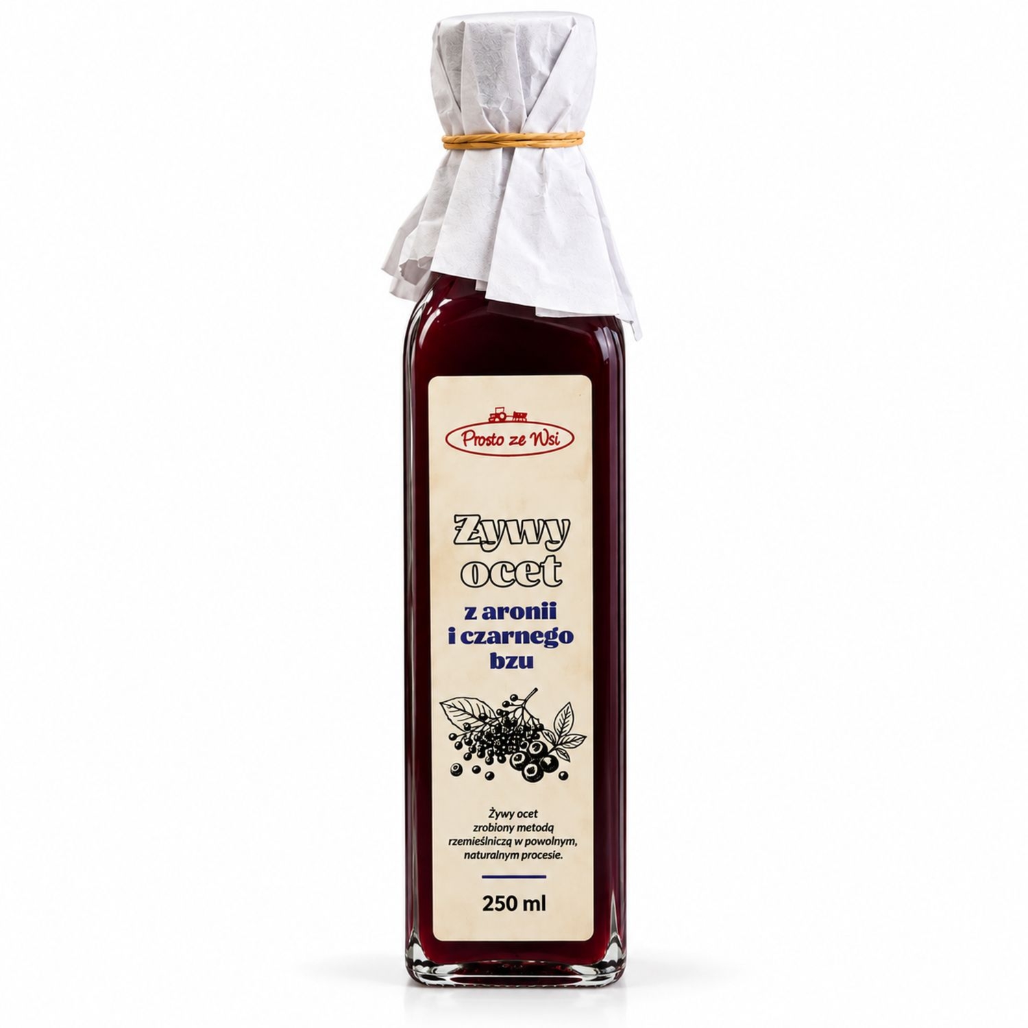 Żywy Ocet z Aronii i Czarnego Bzu Niepasteryzowany 250 ml - Prosto ze Wsi
