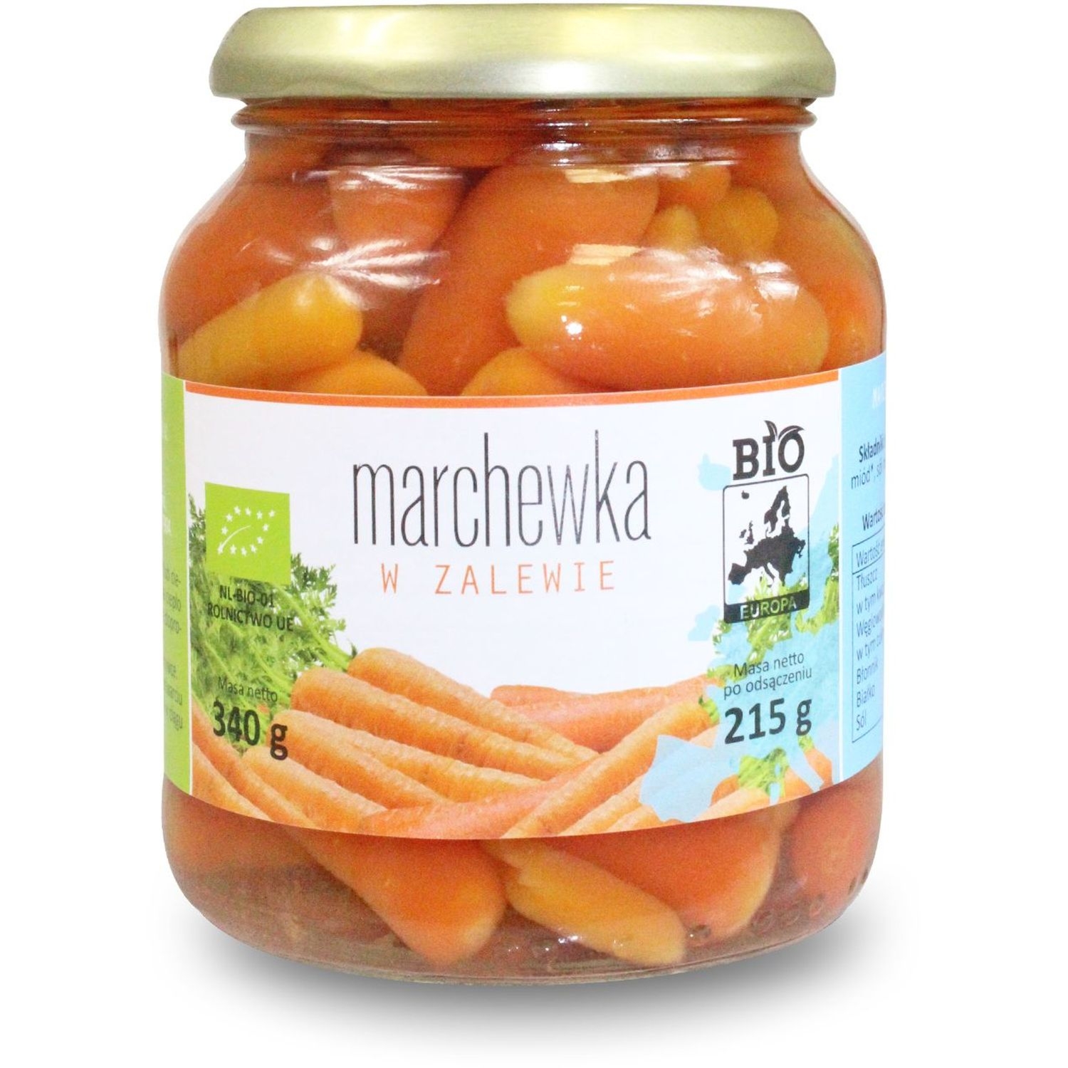Marchewka w Zalewie w Słoiku Bio 340 g (215 g) -  Bio Europa