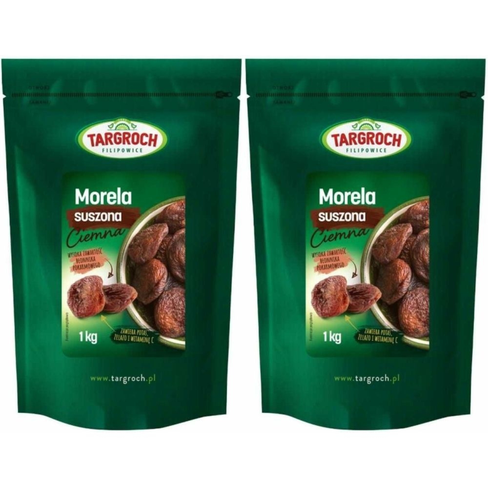2 x Morele Suszone Ciemne Niesiarkowane 1 kg - Targroch