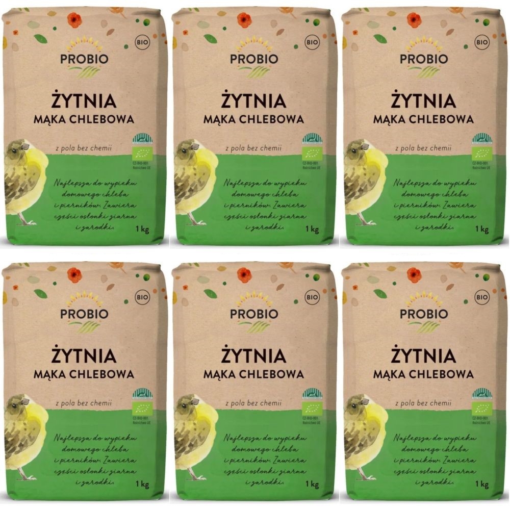 6 x Mąka Żytnia Chlebowa BIO 1 kg - Probio