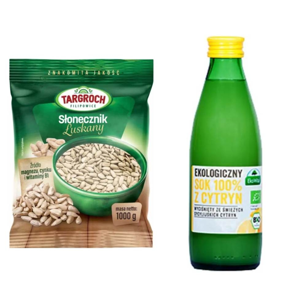 Słonecznik Łuskany 1 kg - Targroch  + Sok z Cytryn z Sycylii Bio 250 ml - Ekowital