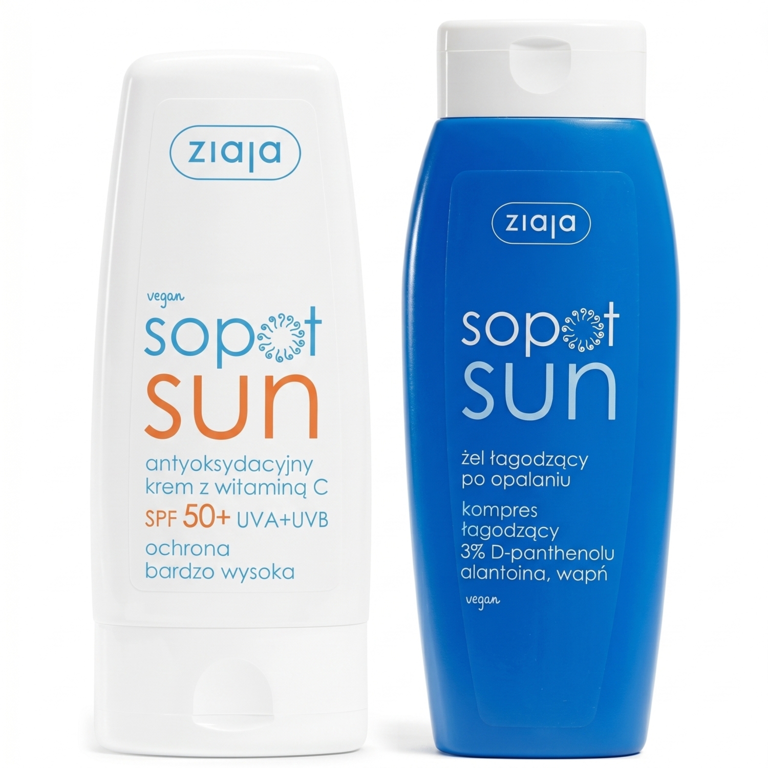 Antyoksydacyjny Krem z Witaminą C SPF 50+ Sopot Sun 50 ml + Żel Łagodzący Po Opalaniu Sopot Sun 200 ml - Ziaja