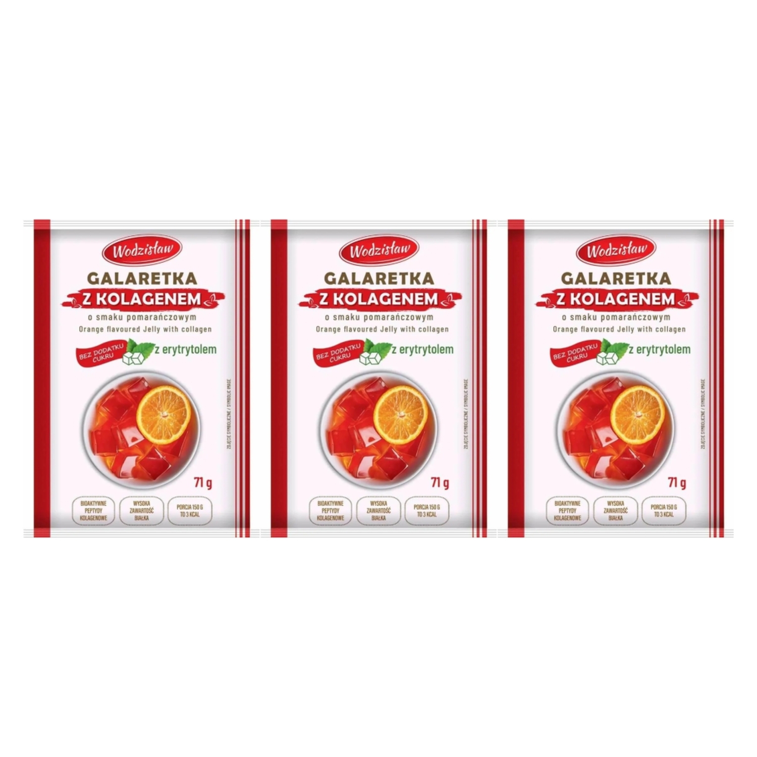 3 x Galaretka z Kolagenem o Smaku Pomarańczowym 71 g - Wodzisław