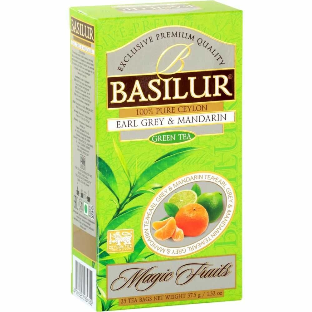Herbata Zielona z Dodatkami Earl Grey and Mandarin Saszetki 37,5 g (25x 1,5 g) - Basilur