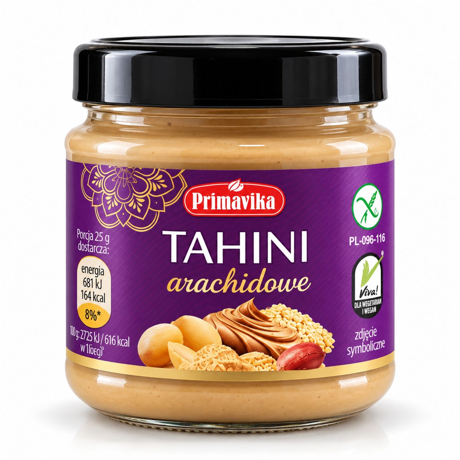 Tahini Arachidowe Pasta Sezamowa z Orzeszkami Ziemnymi 185 g - Primavika